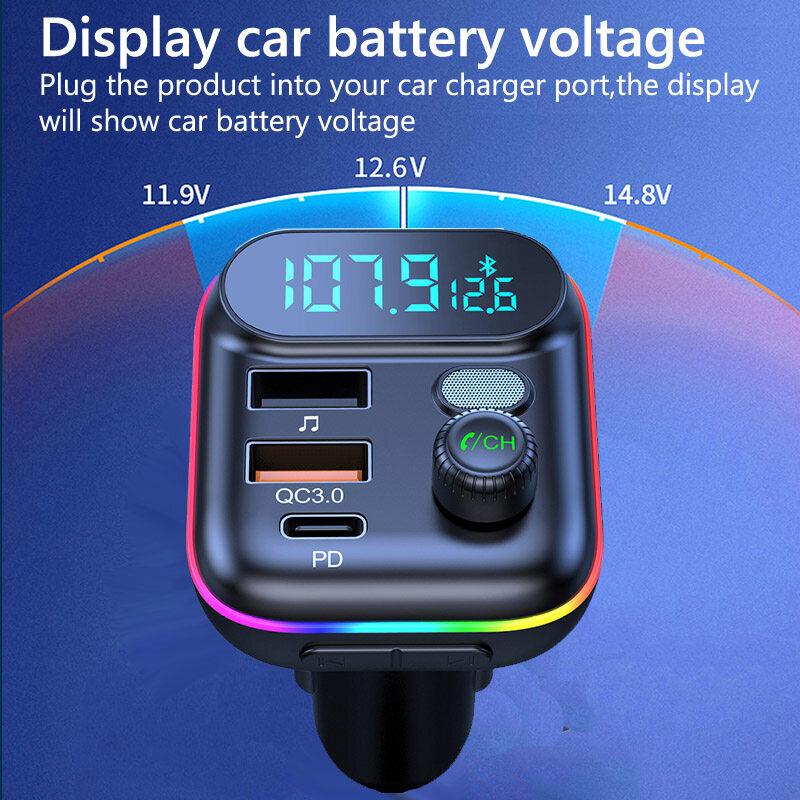 Transmițător FM Bluetooth 5.0 auto Dual USB 3.1A Tip C PD Adaptor încărcător auto Adaptor Mâini libere Mp3 Player Suport card TF pentru Samsung