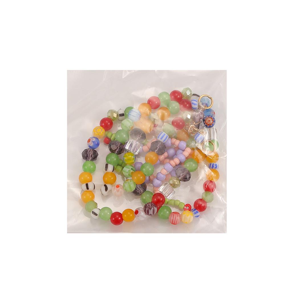 Bohemian Rainbow Millefiori Glass Beaded Choker Necklace Women Colorful Tassel Bead Adjustable Necklaces