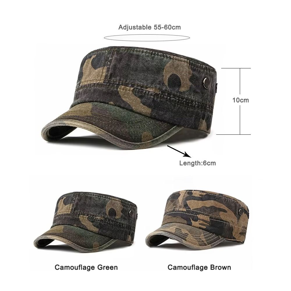 Flat Top Outdoor Sports Caps Camouflage Casual Cadet Cap Classic Baseball Cap