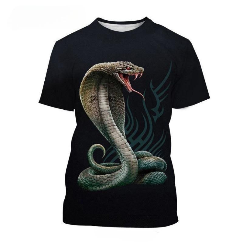 

Summer Men s Trend Printed 3D Snake Fashion Short Sleeved T-shirt S