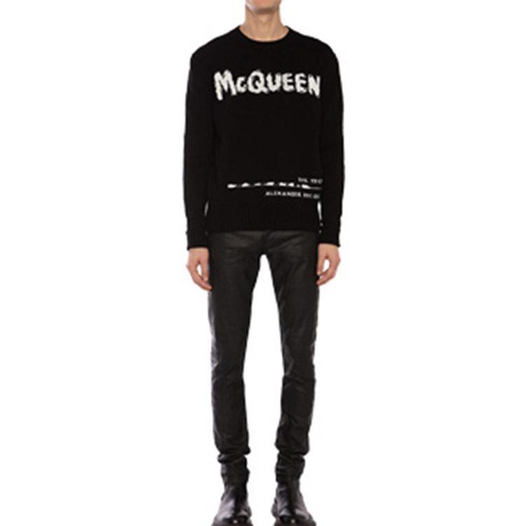 Alexander Mcqueen Graffiti Logo Intarsia Knitted Jumper 626454Q1WZL1006