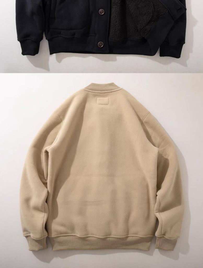 Fleece-Lined Baseball Jacket: Youthful Japanese Style, Thick Warm Outerwear for Autumn/Winter
