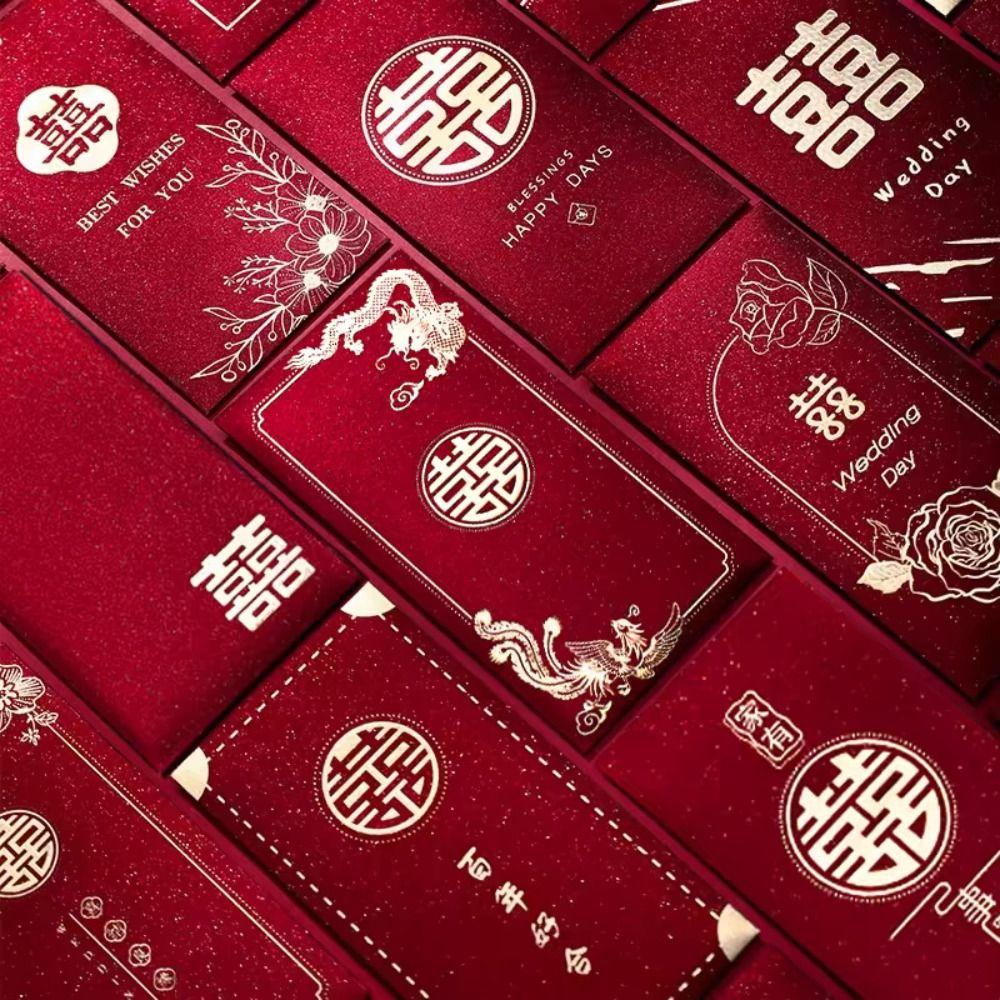 6pcs Blessing Wedding Money Pocket Chinese Style Lucky Money Packets New Year Red Envelopes Bonus