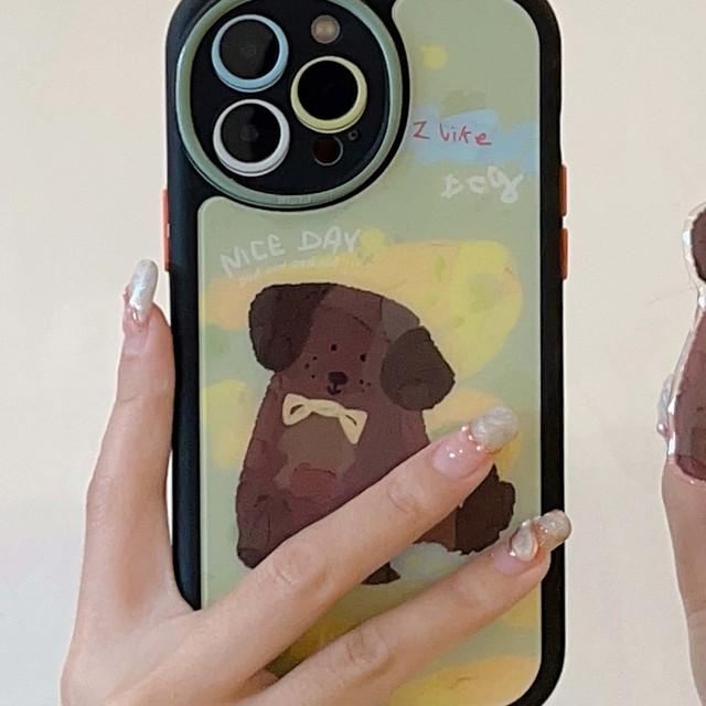 Ins Glass Rabbit Shell For Iphone 11 12 Promax Relif Cartoon Dog Cartoon Couple Phone Case For Iphone 14 13 Pro Max Cover