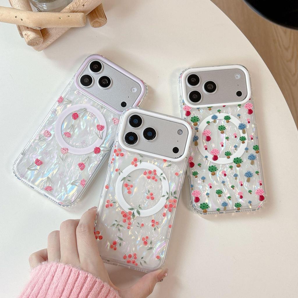 Frühlings-Blumenmuster iPhone 17 Pro Max Hülle - Magnetische, Stoßfeste Schutzhülle für Apple 16 & 15