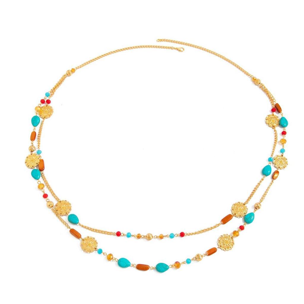Ingemark Vintage Acrylic Beaded Long Pendant Necklace Women Boho Stacked Sweater Chain Jewelry On the Neck Party New Accessories