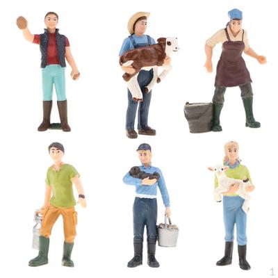 6 Stück/Set PVC Actionfigur Spielzeug, Simulations-Menschenmodell Figur, Landwirt Bäuerin Figuren Spielzeug