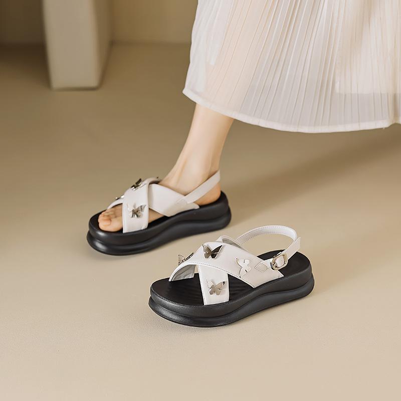 Augustine sandals women's summer wear 2025 new platform butterfly cool slippers with skirt casual beach shoes
