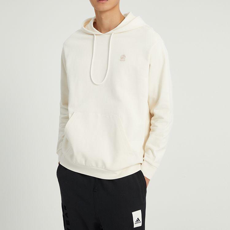 Adidas Neo Essentials Logo Embroidered Knit Hoodie Unisex Hoodies Off-White HY8531