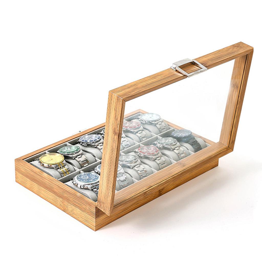 New 3/6/10/12 Girds  Bamboo Watches Storage Clock Box Watch Holder Organizer Watch Display Box For Handmade Festive Gifts