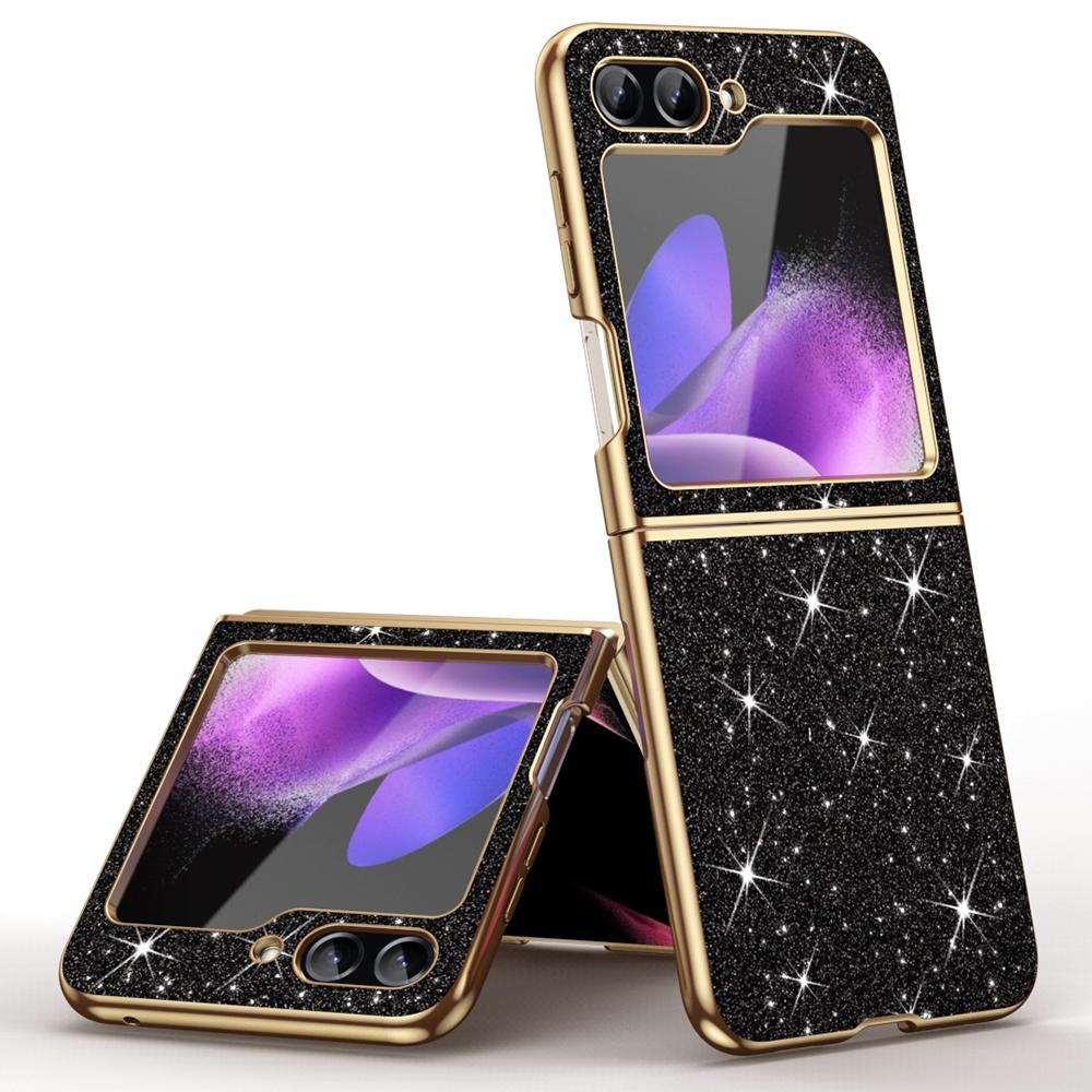 

Чехол для Samsung Galaxy Z Flip6 5G Кожа+ПК Чехол для телефона Блестящий Black