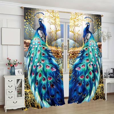 Vintage Blue Peacock Series Luksusowy projekt Darmowa wysyłka 2 sztuki Cienkie zacieniające zasłony okienne do salonu i sypialni