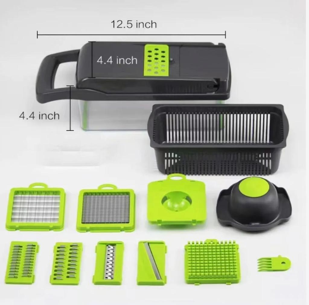15pcs/set Vegetable Chopper Multifunctional Manual Food Grater With Container Onion Mincer Chopper Household Potato Shredder Kitchen Gadgets Stuff
