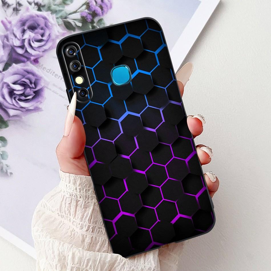 

For Infinix Hot 8 Phone Case Hot 8 Lite Hot8 X650 X650C X650B X650D Elegant Floral Cat Pattern Black Silicone Soft TPU Cases Hot 8 or Hot 8 Lite
