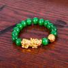 Agate Couple Pixiu Bracelet Sand Gold Men's Bracelet Gold-plated Beaded Bracelet for Men and Women
