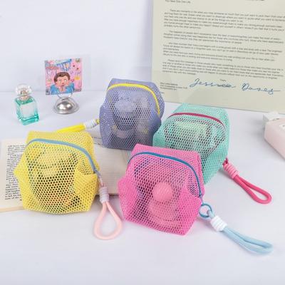 Portable Dopamine Color Cosmetic Bag Large Capacity With Zipper Makeup Pouch Lightweight Mesh Toiletry Bag Makeup Storage