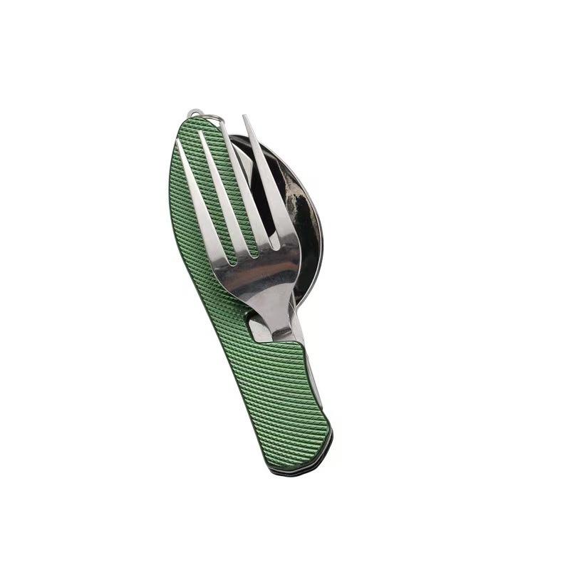 Foldable Camping Utensil Set Multi Functional Knife Fork Spoon Combo Stainless Steel Outdoor Picnic Tableware for Camping Picnic