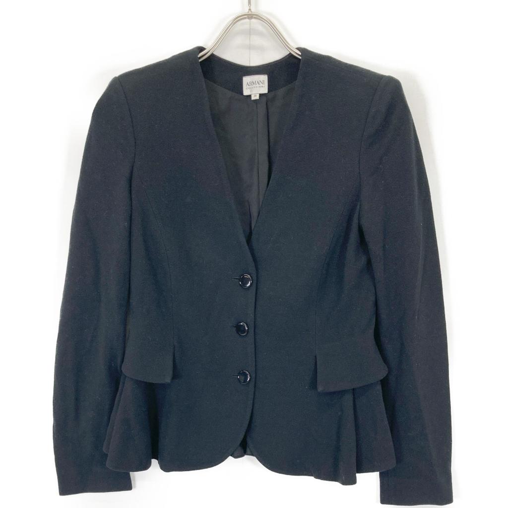 ARMANI COLLEZIONI Navy RMG07J RMCUJ V-neck collarless peplum jacket Jacket 38 NavyUsed