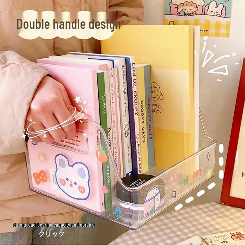 Acrylic Bookstand & Storage Box - Transparent Desktop Organizer with Large Capacity