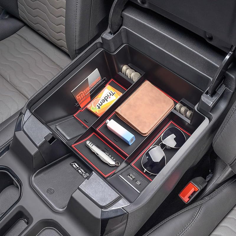 TACORBO Center Console Full Organizer Tray Compatible With Refreshed 2024 2025 Silverado/Sierra 1500,2024 2025 Chevy Silverado/GMC Sierra 2500HD
