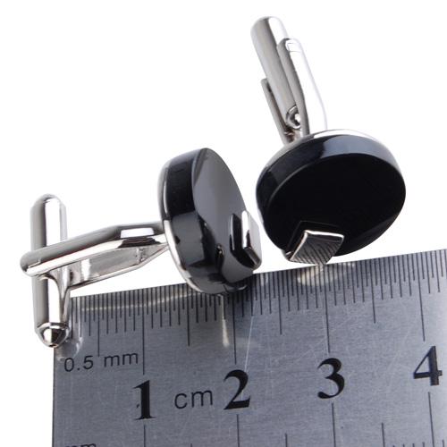Pair Of Fashionable Men Round Shaped Cufflinks Office Meeting Events Anniversary Supplies Black