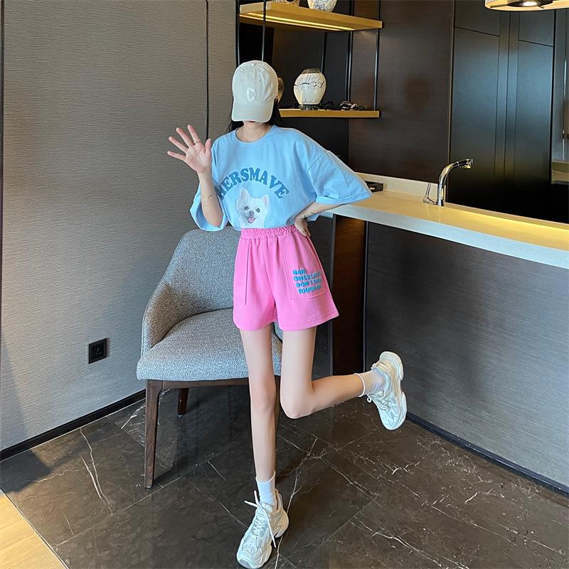 Women's Summer A-Line Wide-Leg Elastic Waist Shorts with Bright Pockets