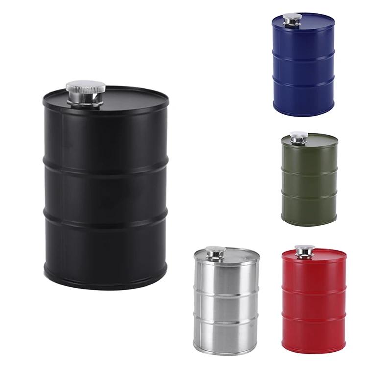 750ml New Creative Barrel Shape Whiskey Flask Oil Drum Stainless Steel Wine Beer Barrel Outdoors Alcohol PotLeak-proof Container