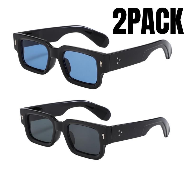 2PACK Square Mens Women Sunglasses European and American Fashion Small Frame Vintage Ins-style Sun Glasses Travelling Driving