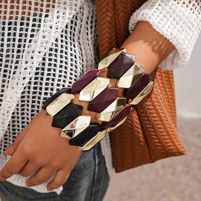 Übertriebenes Acryl unregelmäßiger Rhombus elastisches Seil Spleißarmband personalisierter Schmuck
