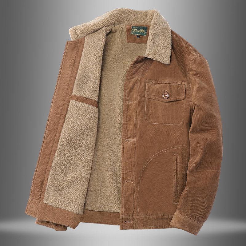 Corduroy Jacket Men's Autumn and Winter New Versatile Velvet Thickened Jacket Men's Business Casual Handsome Cotton-padded Clothes