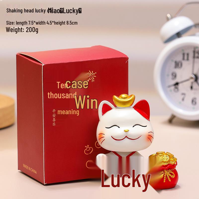 Handmade Resin Lucky Cat Figurine: Cute Desk Decoration and Creative Office Gift 2025