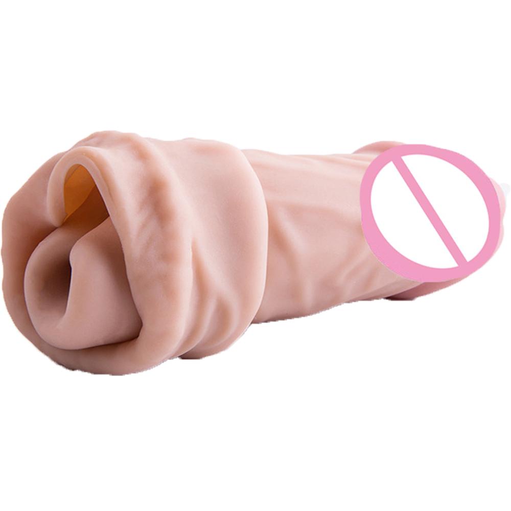 Reusable Penis Sleeve Extender Realistic Penis Condom Silicone Extension Sex Toy for Men Cock Enlarger Condom Sheath Delay