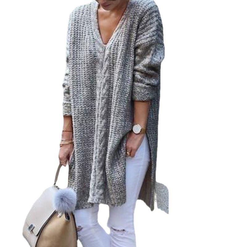 Pulover tricotat de lungime medie pentru femei, european și american, iarna 2023