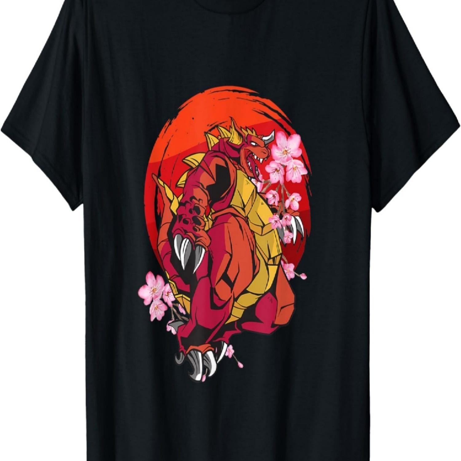 Japan Zen Circle Cherry Blossom Kaiju Monster  T-Shirt S чёрный