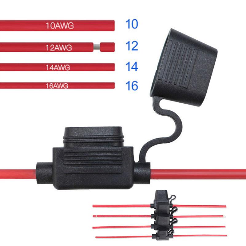 Waterproof Mini Small Medium Auto Fuse Holder 16/14/12/10AWG Car Blade Fuse Wire Cable 10A 20A 30A 50A Fuse Power Socket Fuse Holders1