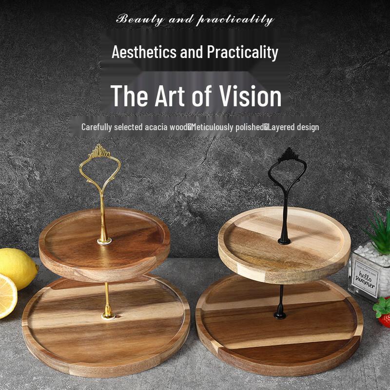 Acacia Wood 2-Tier Serving Tray 1 Count