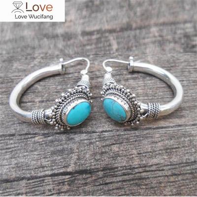 Orecchini vintage Boho imitazione turchese per le donne, orecchini pendenti a cerchio retrò, nuovi accessori per gioielli per le orecchie