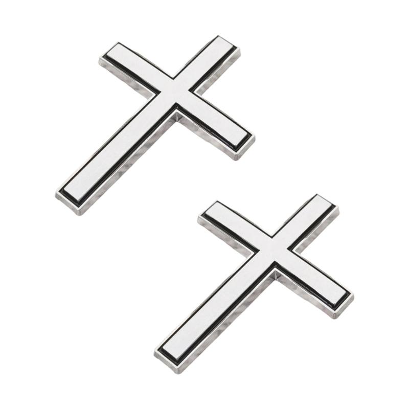 Raised Crosses Car Emblem Metal Decoration Weather Resistant Adhesive Sticker Decal for Vehicles Tailgate