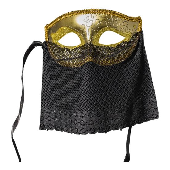 Masquerade Masque with Mesh Veil for Men And Women Mardi Gras Cosplay Masque for Halloween Venetian Ball Party
