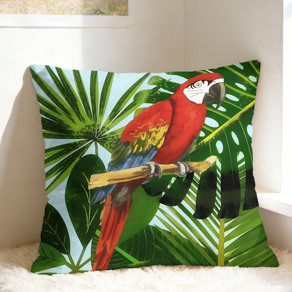 Tropical Parrot Palm Pillow Cover Square Cushion Cover Fashion Pillow Case For Living Room Bed Chair