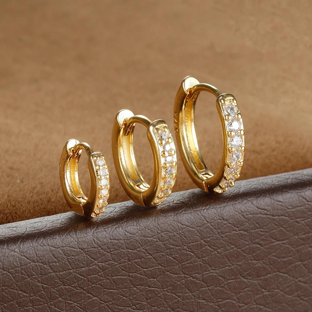 3PCS 6/8/10mm Round Circle Stainless Steel Zircon Huggie Hoop Earrings Set for Women Tiny Unisex Rock Earring Piercing Jewelry