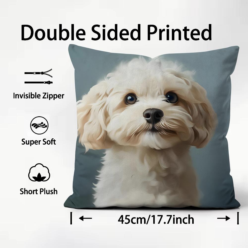 Dog Cute Cushion Cover Plush Fabric Soft DoubleSided Printed Sofa Warm Winter Home Child Gift Pillow Case