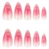 Fresh Natural Gradient Blush Nail Art with 3D Bow and Cat Eye Press-On False Nails