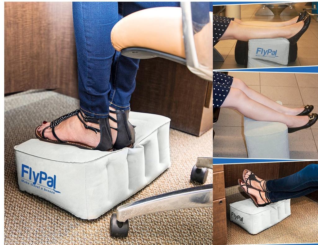 Flypal Air Leg 3 Levels Footrest, Ottoman, Pillow, Relaxing, Airplane, Car, Travel, Portable, Kids,