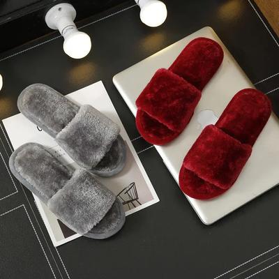 Damen Hausschuhe mit offenen Zehen Herbst Winter Mode Pelz Hausschuhe EVA weich Rutschfest Pelzig flauschige Slipper Pantoletten