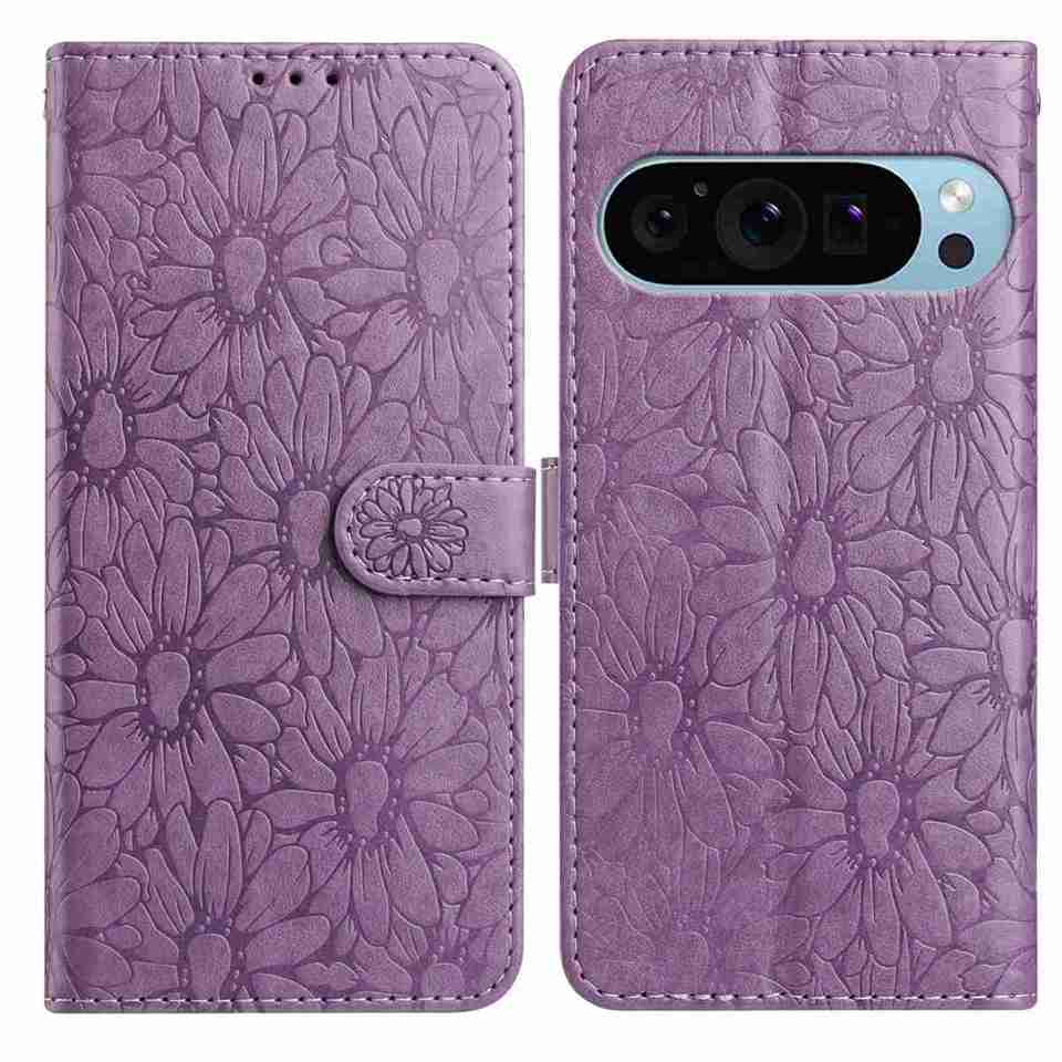10-Color Daisy Embossed Flip Card Case for Google Pixel 6,Pixel 7,Pixel 8,Pixel 9,Pixel 10 series...
