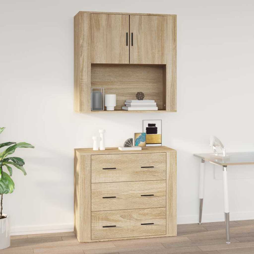vidaXL Wandschrank Sonoma-Eiche 80x33x80 cm Holzwerkstoff