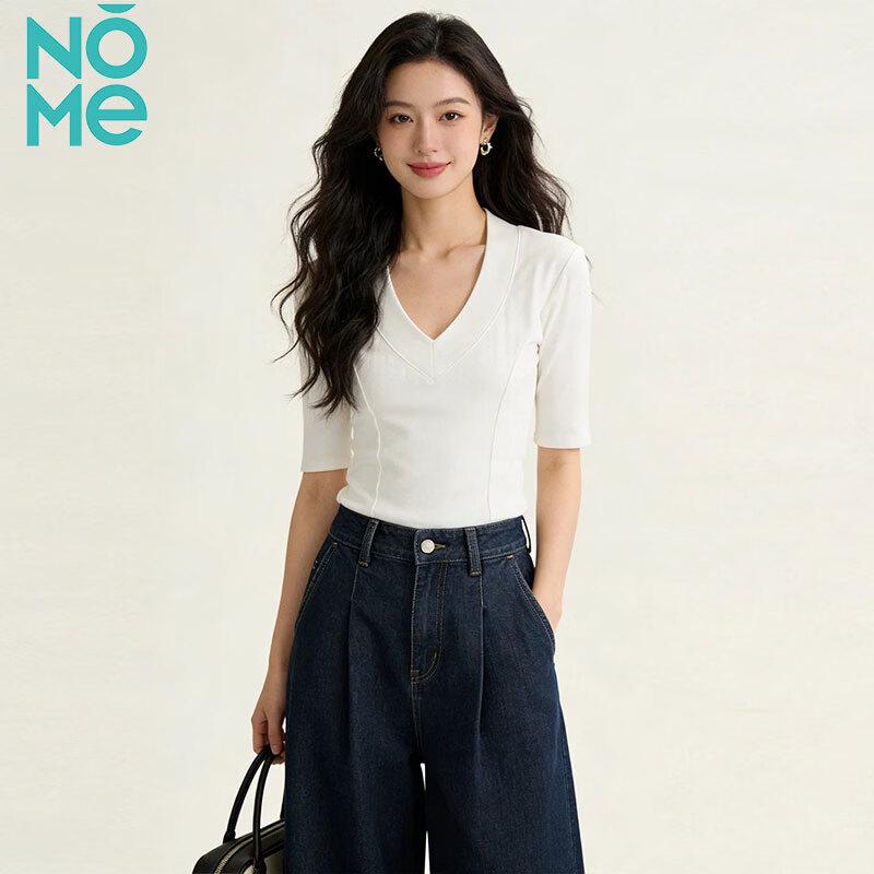 NOMe Women s V-Neck Slim Fit Mid-Sleeve Top XL