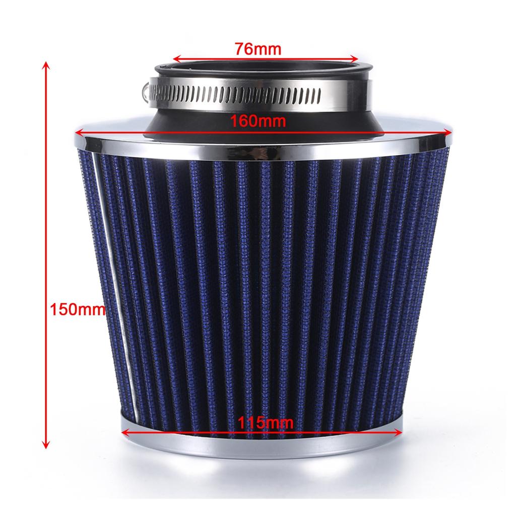 76mm 3inches Car Refitted Winter Mushroom Head Air Filter Intake Pipe Filter High Flow High Cold Air Filter Aluminum Pipe Kit