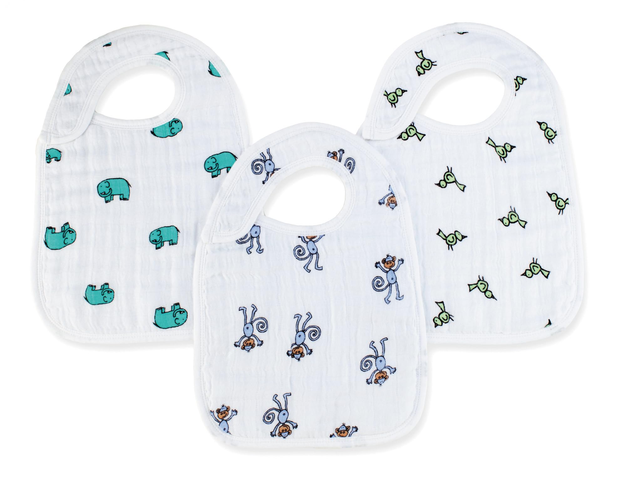 

aden anais Snap Set of Jungle Muslin Baby Baby Baby Shower BBADAB7102 + Bibs, 3, Jam, 100% Cotton, Adjustable, 3-Level Adjustment, Bib, Feeding, Food,